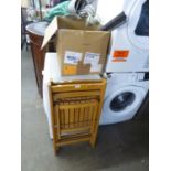 2 FOLD-FLAT WOODEN CHAIRS; A BATTERY CHARGER; AND SUNDRY ITEMS