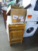 2 FOLD-FLAT WOODEN CHAIRS; A BATTERY CHARGER; AND SUNDRY ITEMS