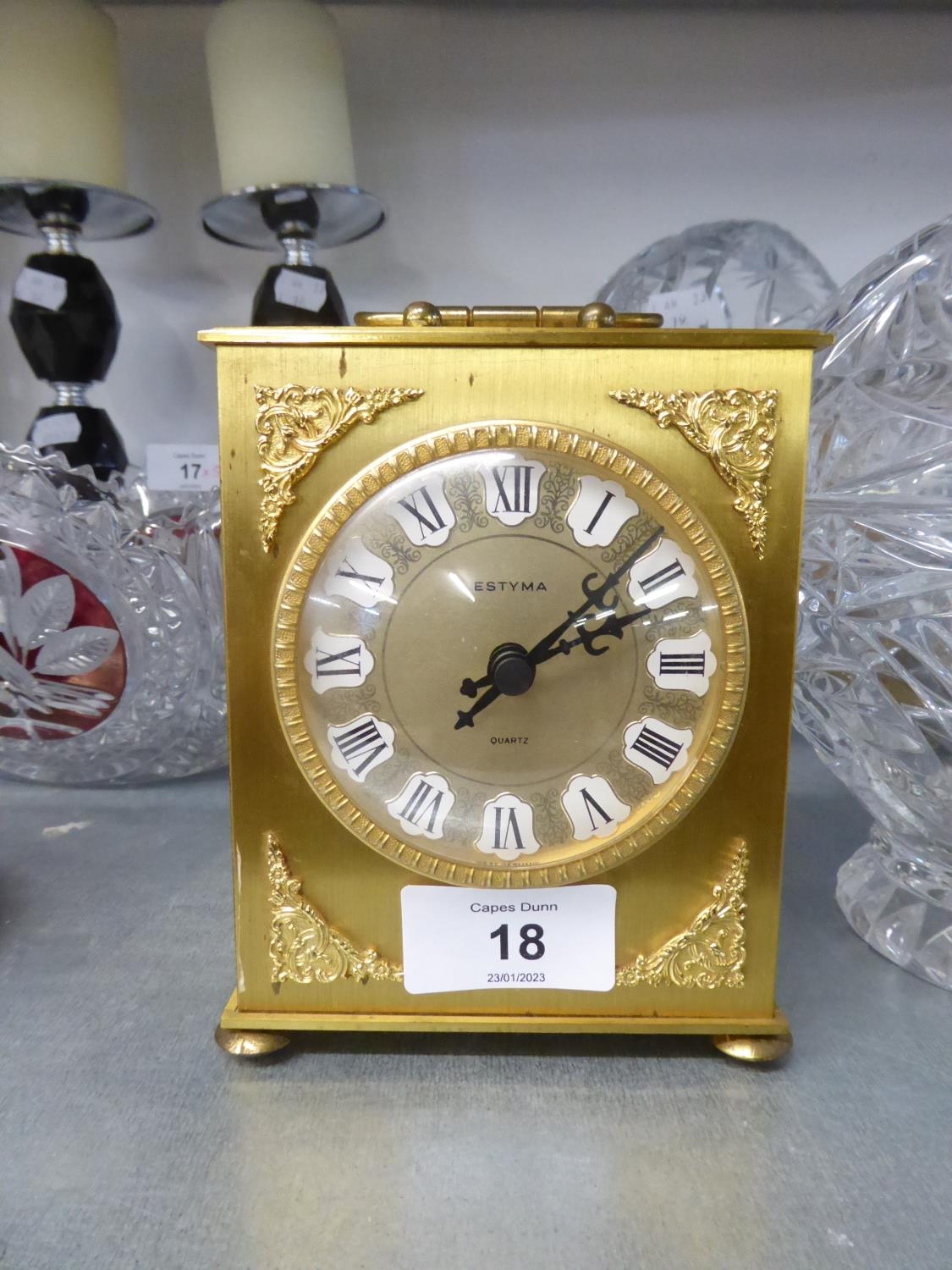 ESTYMA QUARTZ GILT METAL MANTEL CLOCK