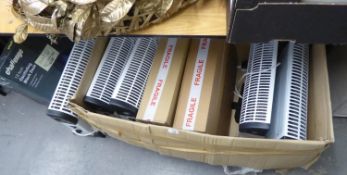 SEVEN ELECTRIC CONVECTOR HEATERS, (SOME BOXED AS NEW) AND A CHALLENGE 12" OSCILLATING DESK FAN (8)