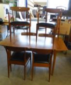 AN A.H. MCINTOSH OF KIRKALDY, MID-CENTURY TEAK DINING ROOM SUITE OF EIGHT PIECES, VIZ 6 CHAIRS,