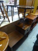 A MAHOGANY COFFEE TABLE AND A TELEPHONE SEAT (2)