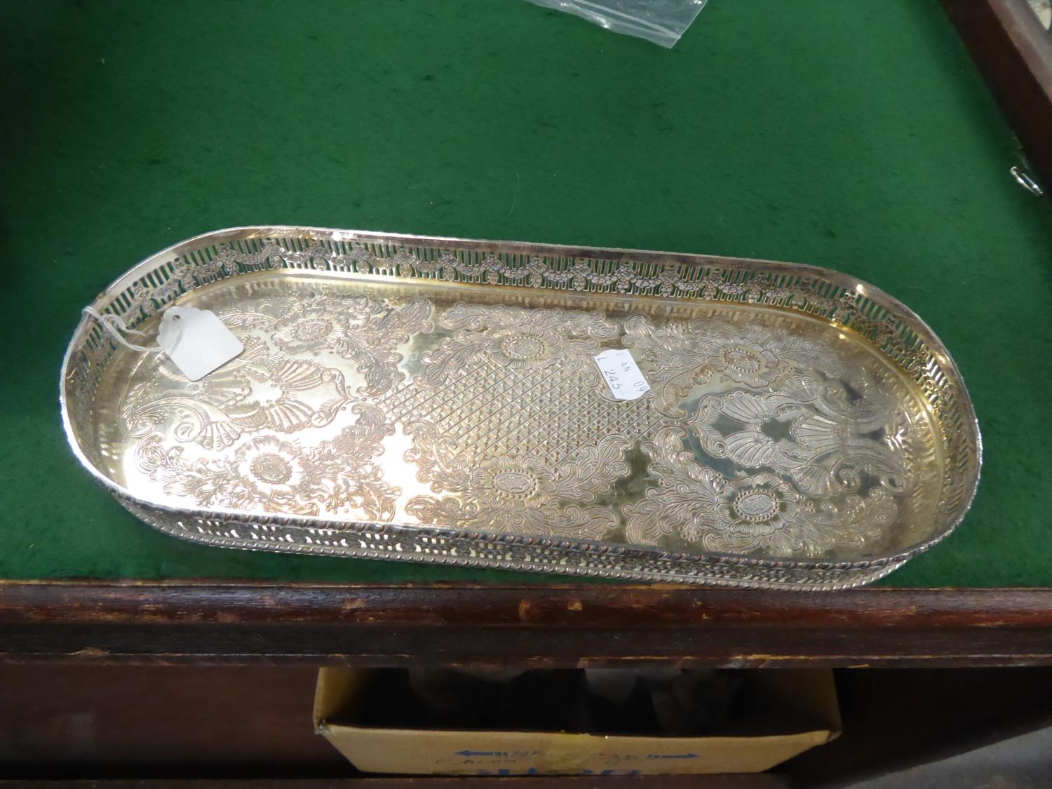 AN EP OVAL FRUIT BOWL, THE FLUTED SIDES REPOUSSE WITH ALTERNATE DIAPER AND FLORAL PANELS AND - Image 2 of 2