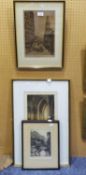 TWO ARTIST SIGNED ETCHINGS LEONARD BREWER ‘RYLAND’S LIBRARY, THE STAIR LAMP’ JOHN FULLWOOD ‘