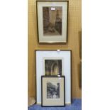 TWO ARTIST SIGNED ETCHINGS LEONARD BREWER ‘RYLAND’S LIBRARY, THE STAIR LAMP’ JOHN FULLWOOD ‘