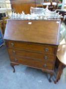 GEORGE V BUREAU WITH CABRIOLE LEGS