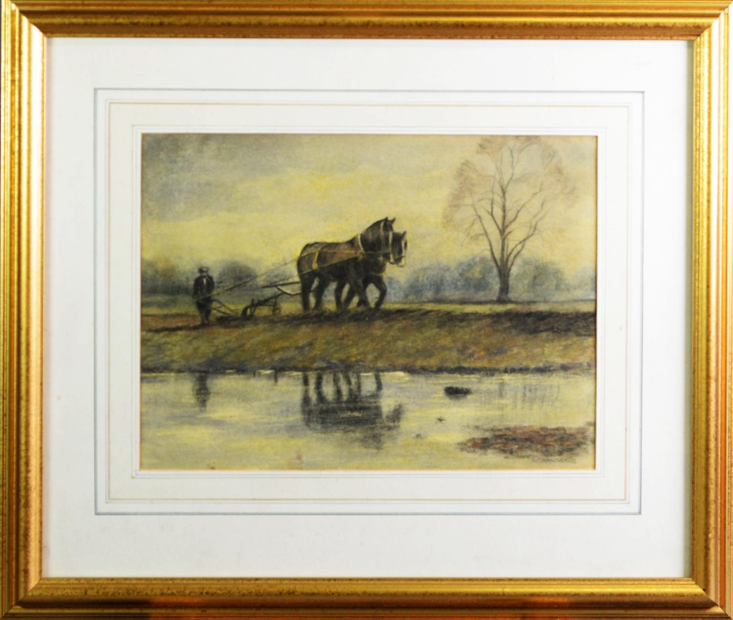 W C HAWTHORNE (EARLY TWENTIETH CENTURY) WATERCOLOUR Ploughing scene Signed 10 ½” x 14 ½” (26.7cm x - Image 2 of 2