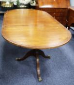 REPRODUCTION MAHOGANY TWIN PILLAR DINING TABLE, WITH ADDITIONAL LEAF, AND SET OF EIGHT (6+2)