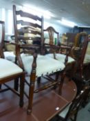 SHAKER STYLE LADDER BACK CARVER CHAIR WITH STUFF OVER SEAT