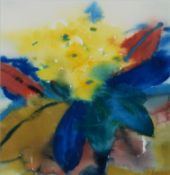 CAROLINE BAILEY (b.1953) WATERCOLOUR ‘Yellow Primula’ Signed, titled to ‘The Gallery’ Manchester,