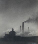 TREVOR GRIMSHAW (1947-2001) PENCIL DRAWING ‘House Near Factories’ Signed, titled in biro verso