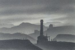 TREVOR GRIMSHAW (1947-2001) PENCIL DRAWING Industrial landscape with chimney in the foreground