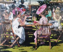 SHEREE VALENTINE DAINES (b.1959) ARTIST SIGNED LIMITED EDITION COLOUR PRINT ‘Afternoon Tea at Ascot’