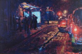 ROLF HARRIS (b.1930) ARTIST SIGNED LIMITED EDITION COLOUR PRINT ‘Bus Stop, Hyde Park Corner’ (63/95)