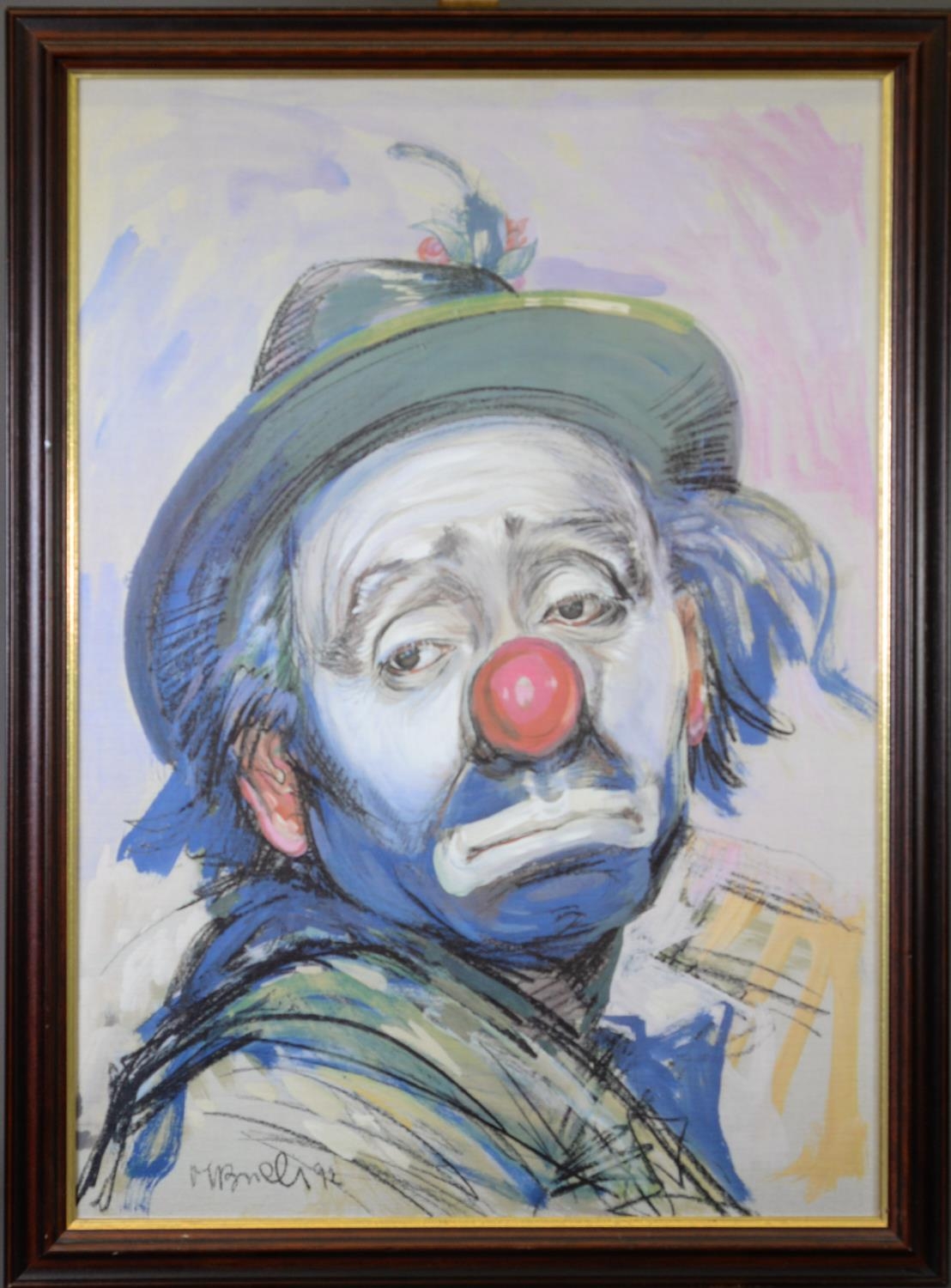 M BRILLI (CONTEMPORARY) MIXED MEDIA ON PAPER Shoulder length portrait of a clown, facing right - Image 2 of 2