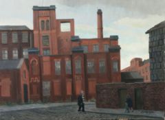 ROGER HAMPSON (1925 - 1996) OIL PAINTING ON BOARD Halliwell Mills, Bolton Signed lower right, titled