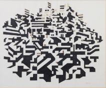 TREVOR GRIMSHAW (1947-2001) PEN AND INK Abstract, angular shapes Signed in pencil 14” x 17” (35.