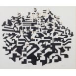 TREVOR GRIMSHAW (1947-2001) PEN AND INK Abstract, angular shapes Signed in pencil 14” x 17” (35.