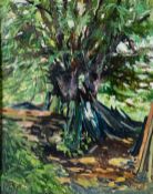 ALBERT B OGDEN (b. 1928) OIL ON BOARD Tree Initialled, untitled 19 ¾” x 15 ¾” (50.1cm x 40cm)