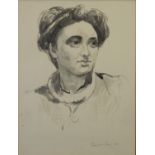 EMMANUEL LEVY (1900-1986) PEN AND WASH Shoulder length female portrait Signed and dated (19)50 in