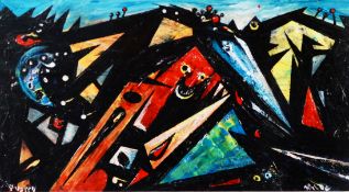 DAVID WILDE (1918-1974) ACRYLIC ON BOARD ‘Quarry’ Signed and titled 5” x 8 ¾” (12.7cm x 22.2cm)