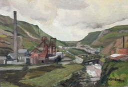 ROGER HAMPSON (1925 - 1996) OIL PAINTING ON BOARD Lewis Merthyr Colliery Signed lower right,