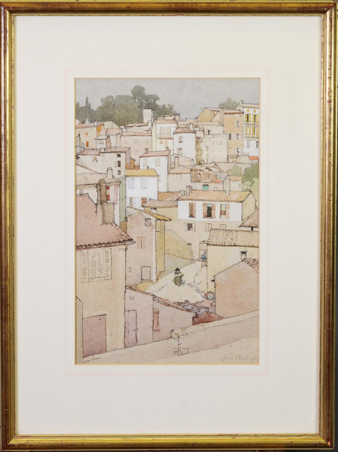 AVERIL MARY BURLEIGH (1883-1949) PEN AND INK AND WATERCOLOUR ‘Spanish Village’ Signed in pencil, - Image 2 of 2