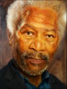 MARCIEJ ALTUS PAJOR (b.1965) OIL ON CANVAS Morgan Freeman Signed 48” x 36” (121.9cm x 91.4cm) C/R-