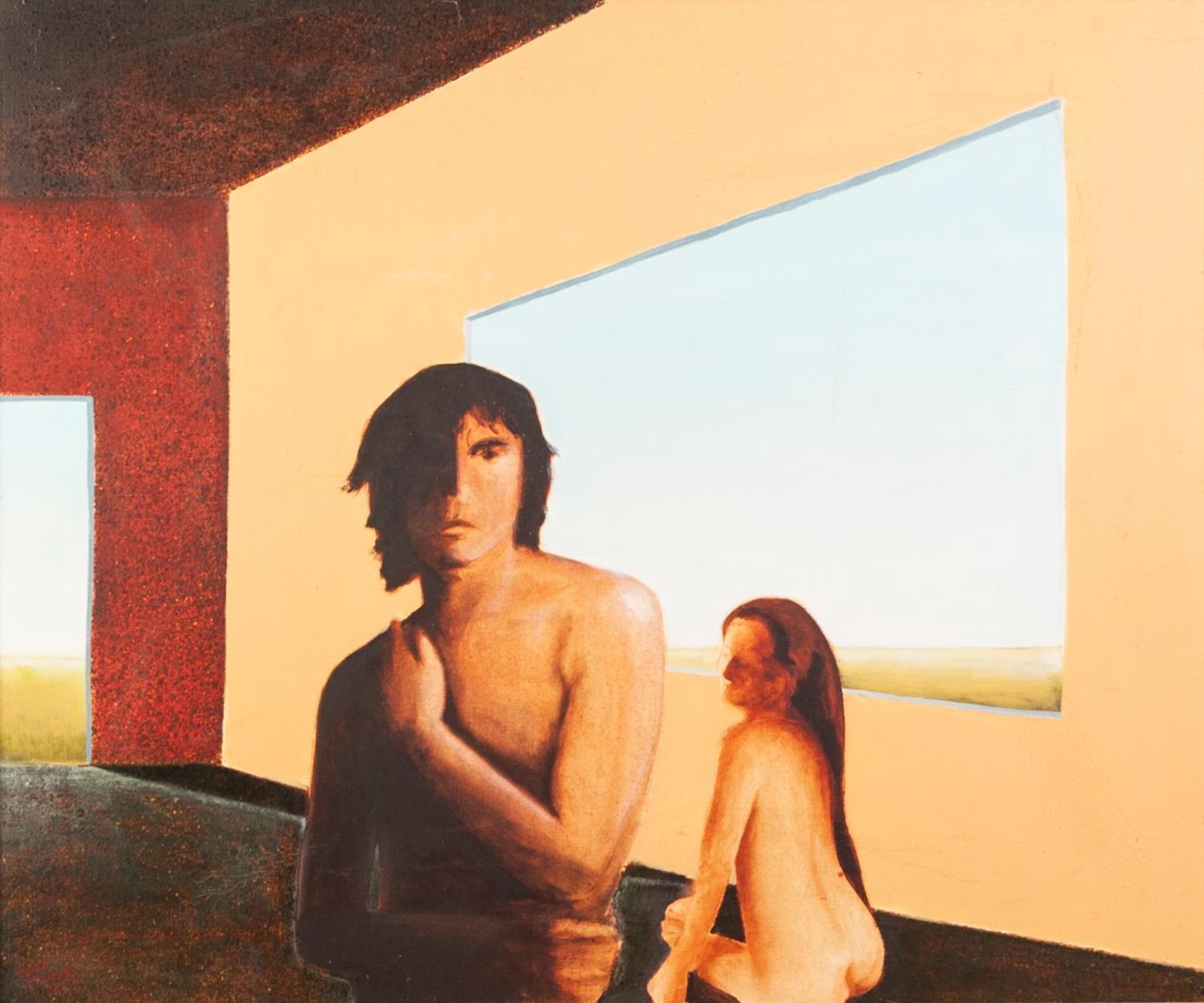 COLIN JELLICOE (1942-2018) OIL ON CANVAS ‘Summer Lovers’ Signed and dated 1975, titled verso 19 ½” x