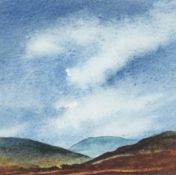 TREVOR GRIMSHAW (1947-2001) WATERCOLOUR ‘Hills and Clouds I’ Signed, tilted, signed and dated 1990