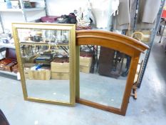 MODERN MIRROR AND ANOTHER IN WOODEN ARCHED FRAME (2)