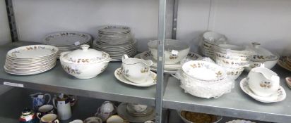 AN ALFRED MEAKIN 'GLO-WHITE' DINNER SERVICE, VIZ 3 TUREENS, TWO WITH LIDS, 12 LARGE DINNER PLATES,