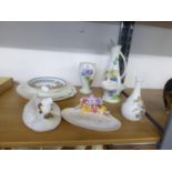 E. RADFORD HAND-PAINTED POTTERY VASE, MATCHING EWER AND BASKET PATTERN SMALL BOWL AND OTHER