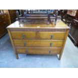 1920’S OAK DRESSING CHEST WITH TWO SHORT AND TWO LONG DRAWERS AND SWING MIRROR