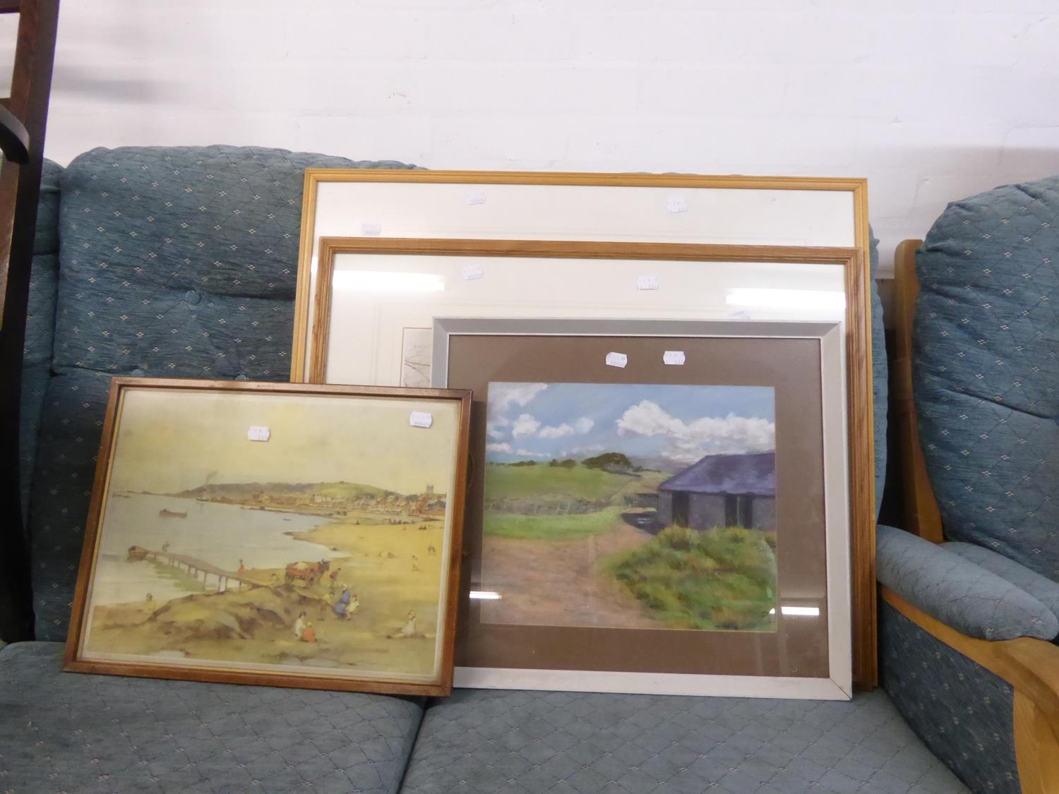 TWO OBLONG TEAK COFFEE TABLES AND FOUR FRAMED COLOUR PRINTS, TOPOGRAPHICAL AND ANOTHER TEAK COFFEE - Image 2 of 2