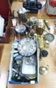 ELECTROPLATED TEA SERVICE VIZ COFFEE POT, SUGAR BASIN AND MILK JUG AND OTHER ELECTROPLATE ITEMS TO