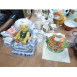 RINGTONS TEA TIME TEAPOT, PRODUCED BY CARDEW DESIGN, A TEDDY BEAR ON A WILLOW PATTERN COUCH WITH