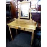 VICTORIAN PINE DRESSING TABLE, WITH SINGLE DRAWER AND MIRROR