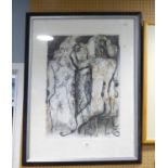 UNATTRIBUTED ARTIST SIGNED LIMITED EDITION COLOUR PRINT Group of naked figures (31/100) 21” x