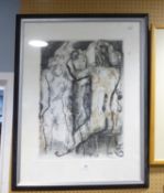 UNATTRIBUTED ARTIST SIGNED LIMITED EDITION COLOUR PRINT Group of naked figures (31/100) 21” x