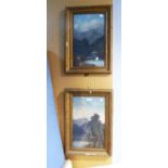 MARSHALL, A PAIR OF OIL PAINTINGS, MOUNTAINS AND LAKES SCENES (2)