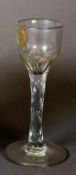 18TH CENTURY CORDIAL/WINE GLASS, of two part construction, with hexagonal faceted stem and rough