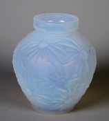 ETLING, FRANCE, OPALESCENT GLASS VASE, Daisies pattern, with maker's mark, 12.5cm high