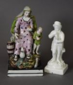 18TH CENTURY STAFFORDSHIRE PEARLWARE GROUP, ‘The Widow’ from the pair of figures ‘Elijah and the