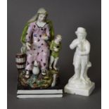 18TH CENTURY STAFFORDSHIRE PEARLWARE GROUP, ‘The Widow’ from the pair of figures ‘Elijah and the
