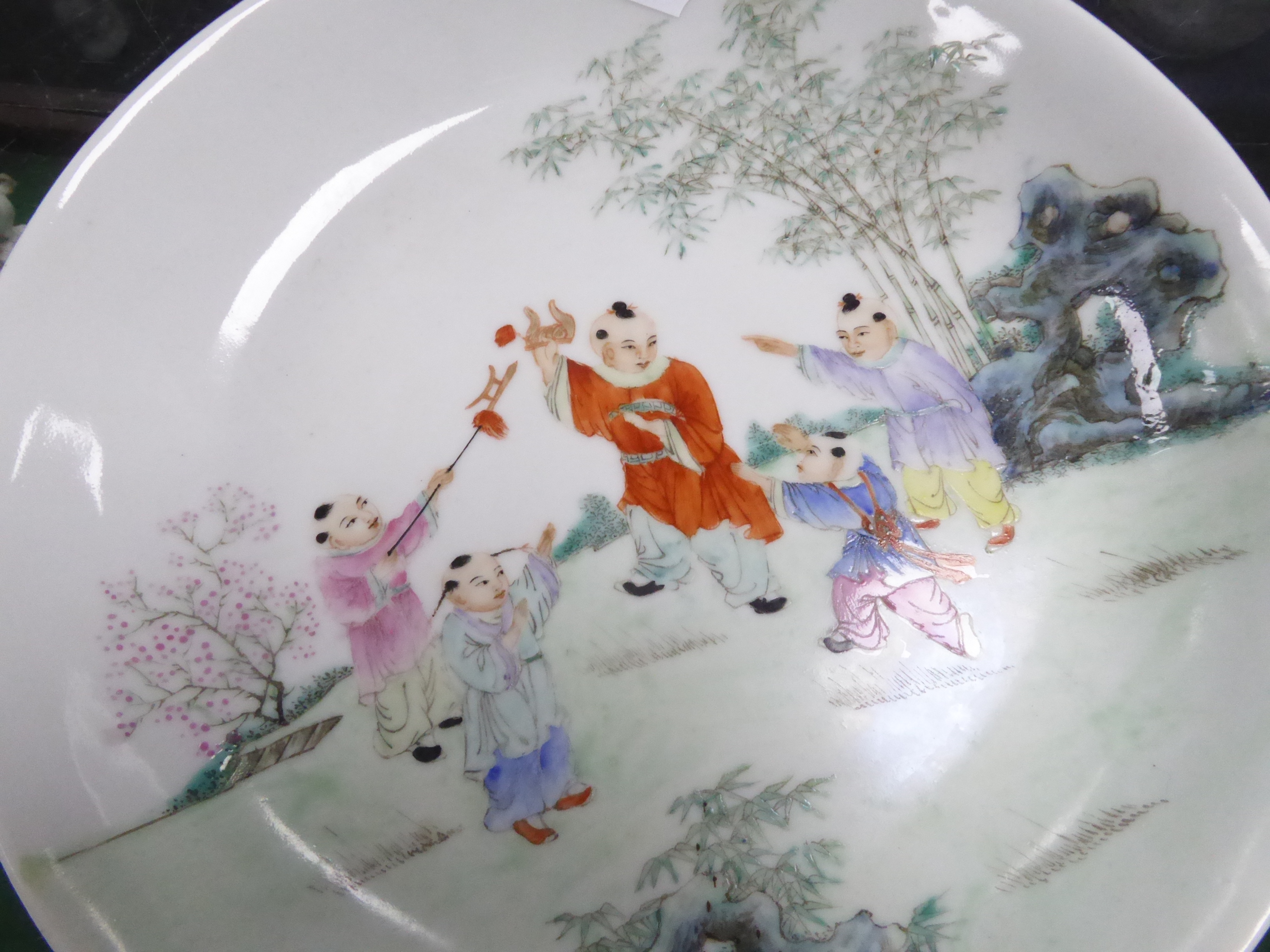 PAIR OF QIANLONG MARK AND PERIOD FAMILLE ROSE BOWLS, with polychrome scenes of children playing, 9 - Image 5 of 9