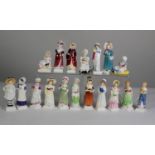 SET OF EIGHTEEN ROYAL DOULTON (BURSLEM) PORCELAIN 'KATE GREENAWAY' FIGURINES, C/R- three badly