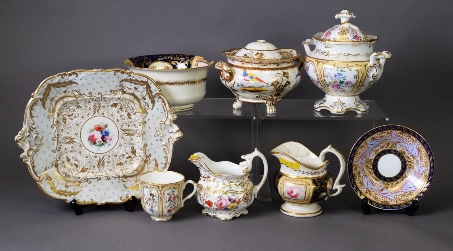 A WORCESTER BISHOP OF DURHAM PART TEA SERVICE, together with an early 19th century part tea