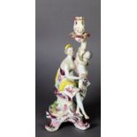 MID-18TH CENTURY RARE LONGTON HALL ALLEGORICAL CANDLESTICK REPRESENTING SUMMER, c.1760, modelled