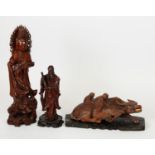 THREE REPUBLICAN PERIOD CHINESE ROOT CARVINGS, one as the God of Longevity from the Immortals, one